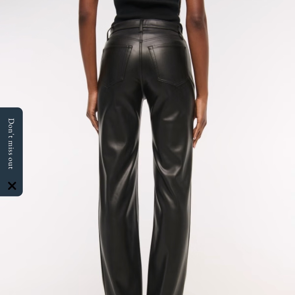 Abercrombie Curve Love High Rise 90’s Straight Vegan Leather Pants - Picture 2 of 5